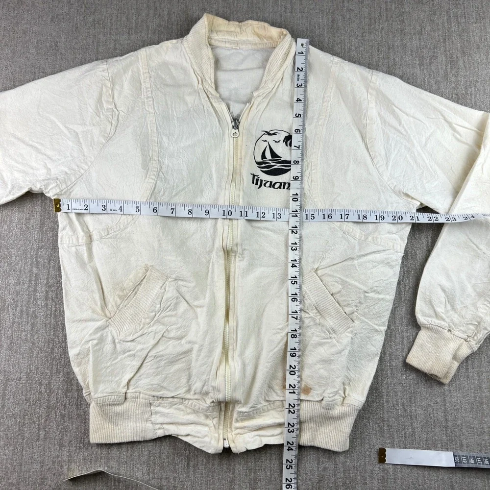 Vintage Corona Beach Club Jacket Mens Medium White Tijuana Beer Frogs Distressed
